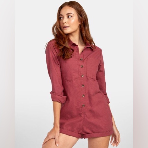RVCA Chance Lounge Romper in Rose - Picture 5 of 6